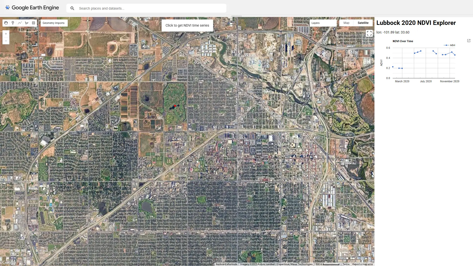 NDVI Explorer App. Lubbock, TX.