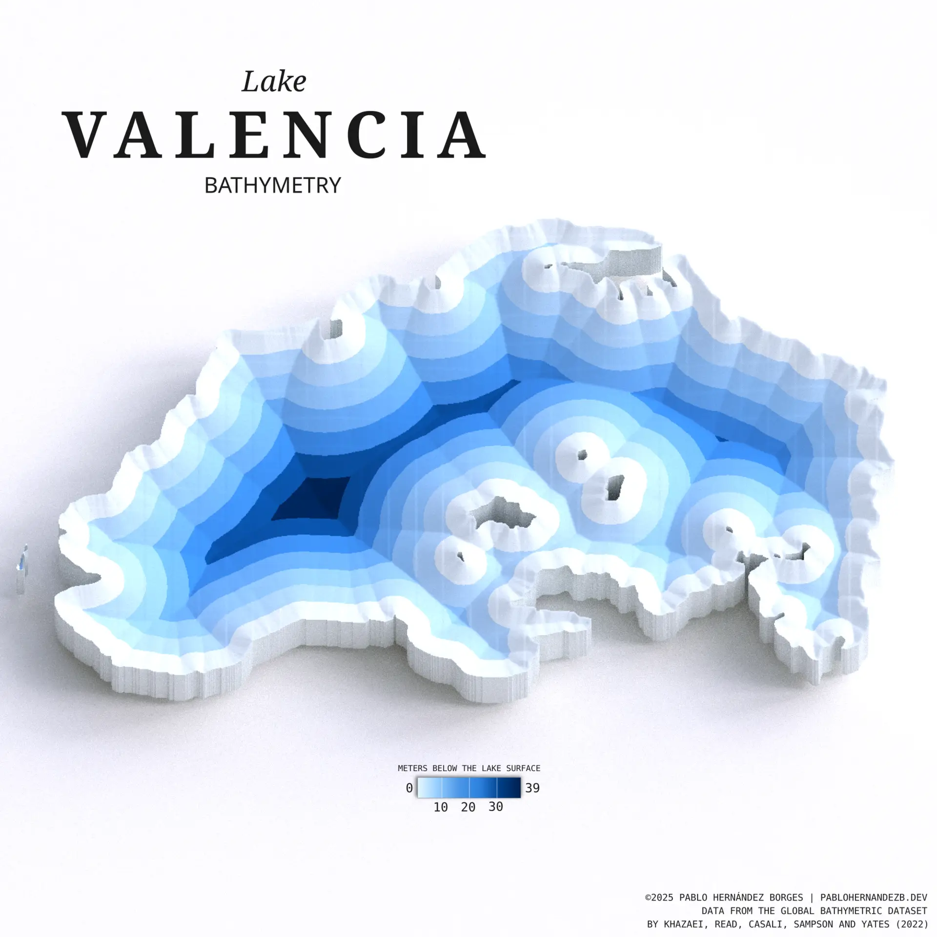 Bathymetry of Lake Valencia, Venezuela.