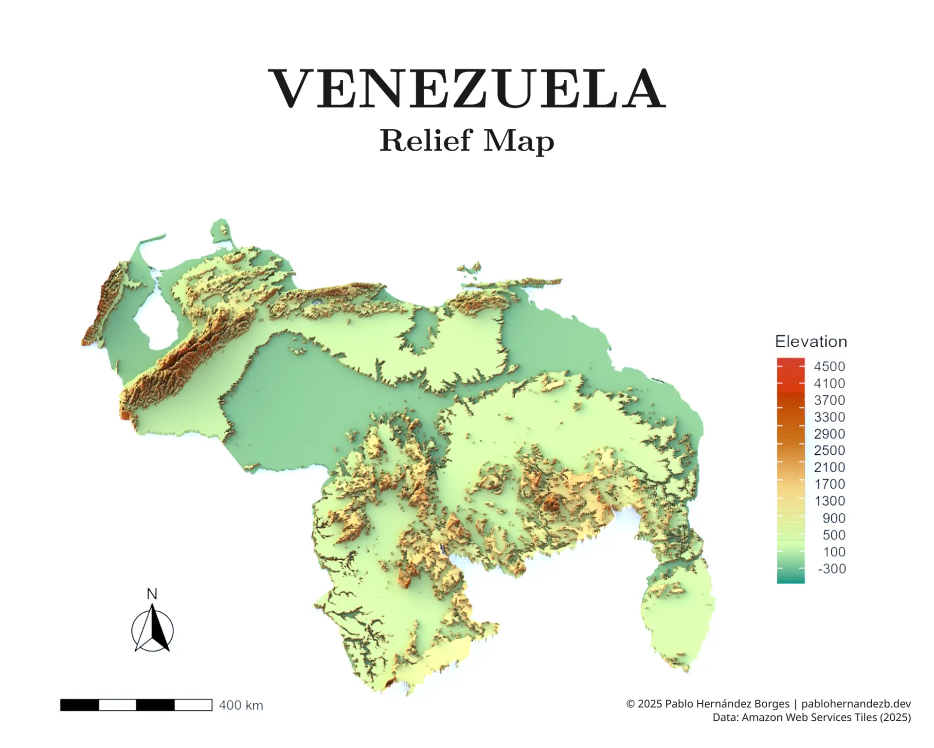 Tanaka Relief Map, Venezuela.