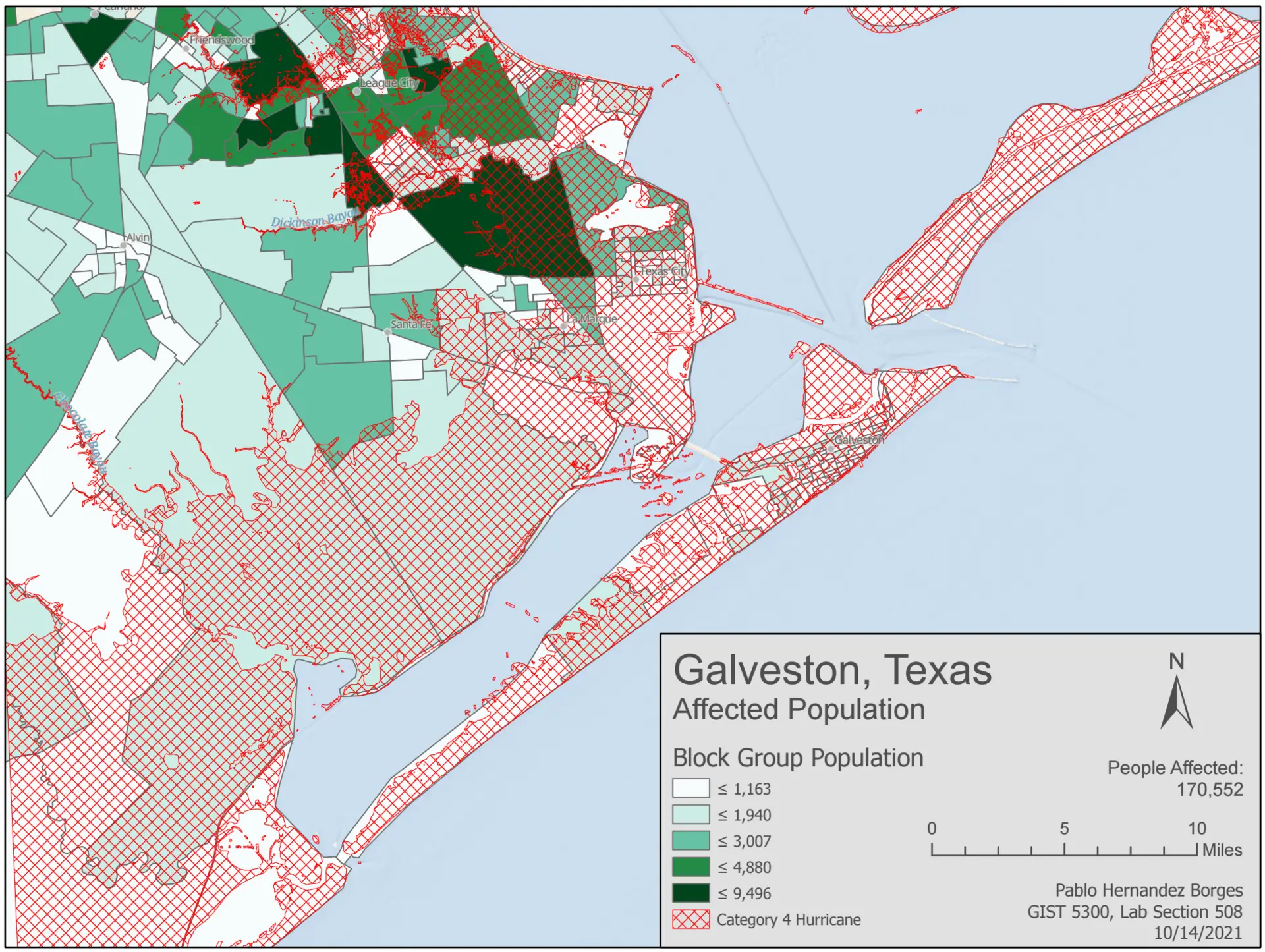 Affected Areas in Galveston, TX